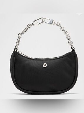 lululemon athletica Black Mini Crescent Bag with Silver Chain